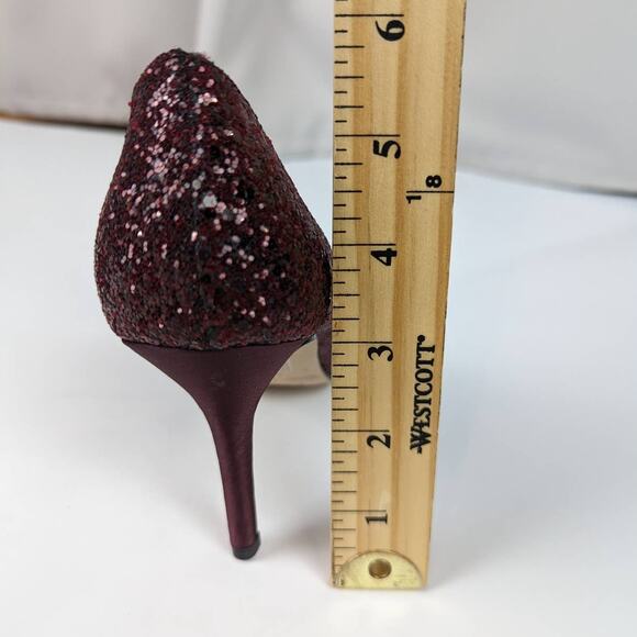 WHBM Glitter Pumps Burgundy Size 5.5 - Picture 9 of 10
